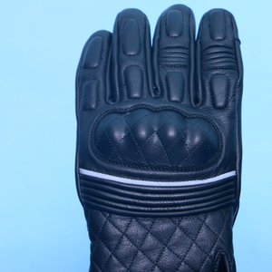 Gants de moto en cuir de vachette noir de qualité supérieure avec protection des articulations, en cuir durable, sangle de poignet réglable, pour la conduite. - Product Image 3