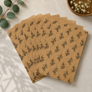Kraft <b>Paper</b> Bags With <b>Leaf</b> Pattern Self Adhesive Seal Biodegradable Flat Gift Craft Bags - Product Image 1
