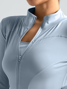 Veste de yoga côtelée pour femme à manches longues, vêtements de sport pour l'entraînement, la course et la gym, personnalisable avec logo, OEM, ODM, marque privée, vente en gros - Product Image 4