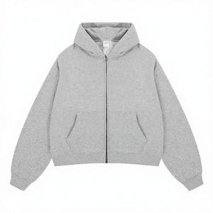 Sweat à capuche oversize à double fermeture éclair, doublé, personnalisé, en molleton épais 400 g/m² 100 % coton, coupe courte, en French Terry - Product Image 6