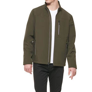 Chaqueta Softshell Verde Oliva para Hombre, Cortavientos, con Cierre Frontal, Corte Regular, para Senderismo al Aire Libre, con Bolsillos, para Otoño - Product Image 2