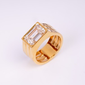 Luxury 18k Gold Plated Silver Diamond <b>Ring</b> In Octagon Cut <b>Mens</b> Band Trendy Hip Hop Party Engagement <b>Ring</b> Premium Male Jewelry - Product Image 2