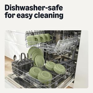 Set di Stoviglie in Gres Smaltato da 12 Pezzi, Adatto per Microonde e Lavastoviglie, 4 Servizi Completi in Colore Oliva - Product Image 3