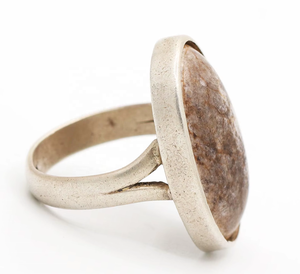 Wholesale 925 Solid <b>Sterling</b> <b>Silver</b> Natural Oval Cabochon Howlite Bezel <b>Set</b> Split Shank <b>Ring</b> Memoria Jewels - Product Image 6