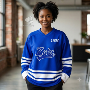 Camiseta de Hockey sobre Hielo de la Hermandad Zeta Phi Beta, Azul y Blanca, Malla de Poliéster, Absorbe la Humedad, Rendimiento Atlético, Ropa Deportiva - Product Image 5