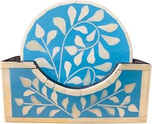 Juego de Posavasos de Hueso Incrustado Hechos a Mano en India, Ecológicos y de Lujo, para Uso Doméstico Seguro, Decoración Elegante para Mesa, para un Estilo Moderno en el Hogar - Product Image 2