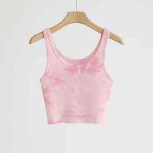 Débardeur court sans manches boutonné pour femme, style décontracté, idéal pour la gym, en Spandex/Coton, couleur unie, respirant - Product Image 4