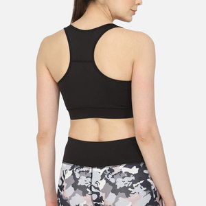 Sujetador deportivo con estampado de camuflaje para mujer, espalda cruzada, cuello redondo, soporte medio, ropa deportiva de yoga, transpirable, de elastano y poliéster, conjunto sin costuras - Product Image 5