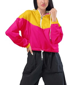Gran oferta, chaqueta de lluvia impermeable a la moda para mujer, cortavientos ligero con capucha transpirable, chaqueta de nailon para mujer con bloque de Color para exteriores - Product Image 3