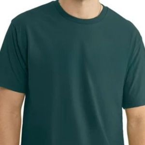 T-shirt décontracté vert foncé pour homme, col rond, manches courtes, en coton doux, coupe oversize, léger et respirant, idéal pour l'été et le streetwear - Product Image 3