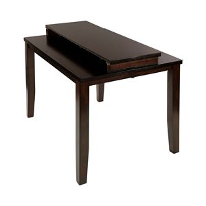 Table de salle à manger à hauteur de comptoir avec plateau extensible, finition cerisier, 1 pièce, en placage de bois de mangue, pratique et élégante - Product Image 6