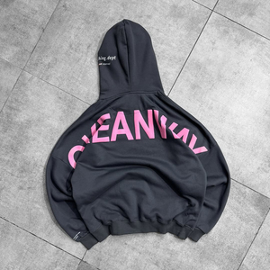 เสื้อฮู้ดโอเวอร์ไซส์ผู้ชายแบบสั่งทำ OEM ODM ผ้าฝ้ายถัก สตรีทแวร์ พิมพ์ลายโลโก้ด้านหลัง เสื้อใส่ได้ในฤดูใบไม้ร่วง ทรงปกติ ระบายอากาศได้ดี - Product Image 6