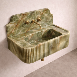 Lavabo Rectangular de Ónix Verde, Lavabo de Piedra Natural con Acabado Cepillado, Resistente al Fuego, Garantía de 5 Años, Moderno, para Cocina y Comedor - Product Image 1