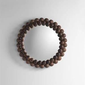 Miroir mural décoratif en bois d'acacia et résine avec design encadré pour le salon, la chambre et le hall Miroir décoratif élégant pour la maison - Product Image 1