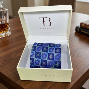 Corbata de Seda Premium con Diseño Floral Geométrico Azul para Hombre, Corbata de Diseñador de Lujo |   Ropa Formal para Bodas y Negocios |   Estilos de Exportación India 2026 - Product Image 4
