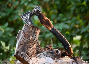 Handmade Outdoor Viking Mattock Head <b>Axe</b> Head High Carbon Steel Wood Handle Industrial Grade 6 in Blade 24 in Overall Length - Product Image 5