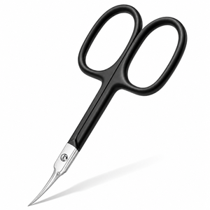 Ciseaux à cuticules incurvés noirs de qualité supérieure, personnalisés, avec manche ergonomique en acier inoxydable, outil professionnel pour les ongles - Product Image 1