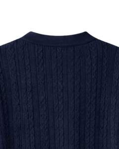 Polo de Punto Azul Marino Personalizado para Hombre, Manga Corta, Tejido de Cable Texturizado, Corte Ajustado Informal de Verano, Fabricante Mayorista OEM - Product Image 3