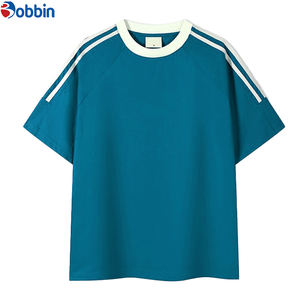 BOBBIN INDUSTRIES Camiseta Personalizada para Hombre, Tallas Grandes, Estilo Urbano, Costuras en Contraste, Franja en el Hombro, Manga Corta, Corte Regular, 100% Algodón - Product Image 1
