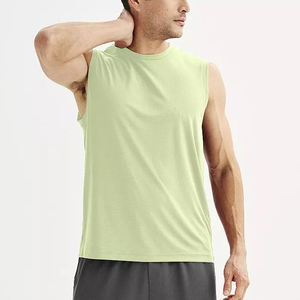 Camiseta sin Mangas para Hombre de Mezcla de Bambú y Algodón de Alta Calidad, 185GSM, Ecológica, Suave, Transpirable, Chaleco Deportivo sin Mangas, Poliéster Premium - Product Image 3