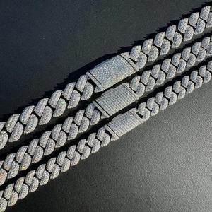 Nueva llegada: Cadena cubana de moissanita de moda, oro blanco y bicolor, cadenas cubanas de hip hop para hombre, collares de moda, India - Product Image 3