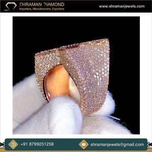 Anillo de Moissanita con Incrustaciones de Estrellas Grandes Chapado en Oro de Plata Esterlina 925 para Hombre, Estilo Hip Hop, Bling de Campeonato - Product Image 4