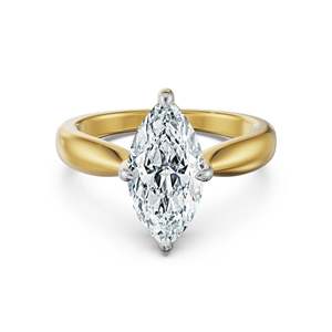 Anillo de Moissanita con Corte Marquesa y Acabado Dorado para Mujer, Diseño Solitario para Compromiso y Joyería Nupcial - Product Image 1