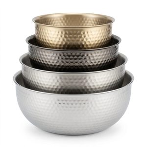 Juego de Tazones Anidados Hechos a Mano de Acero Inoxidable SS304 de 24 cm con Acabado Degradado de Oro a Acero Cuatro Tonos, en Caja, Decoración para el Hogar u Oficina - Product Image 1