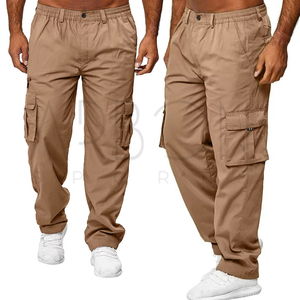Pantalon cargo en coton léger pour homme, coupe droite décontractée, taille élastique, qualité supérieure à prix de gros - Product Image 5