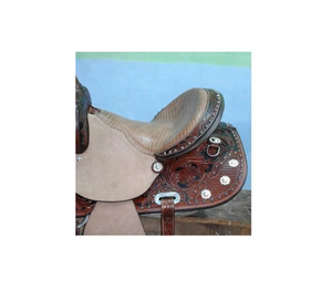 Selle Western Barrel en cuir véritable durable pour l'équitation avec des caractéristiques synthétiques fournies par les meilleurs fournisseurs - Product Image 4