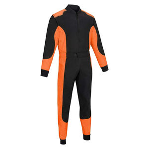 Combinaison de karting respirante et coupe-vent, grande taille, couleur noir-orange, fermeture éclair, légère, polyester/nylon, personnalisable, unisexe - Product Image 1