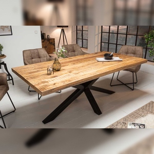 Vandana Natural Vision <b>industrial</b> <b>dining</b> <b>table</b> GALAXIE 180cm mango <b>wood</b> star-shaped frame - Product Image 1
