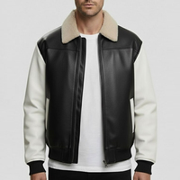 Blouson Aviateur en Cuir Véritable de Mouton pour Homme – Veste d'Hiver Bleue Personnalisée en Cuir Véritable pour Homme