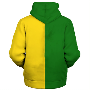 Premium Two Tone Split Sorority Hoodie Green <b>Yellow</b> Aesthetic Color Block Pullover Unisex 100% Cotton Custom Embroidery OEM - Product Image 2
