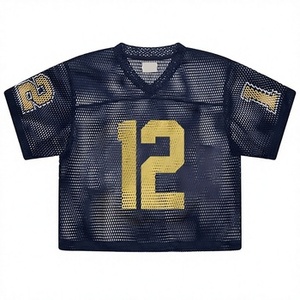 T-shirt court unisexe vintage surdimensionné en maille à manches courtes avec logo numérique rayé 3D 100 % coton écologique anti-boulochage - Product Image 5