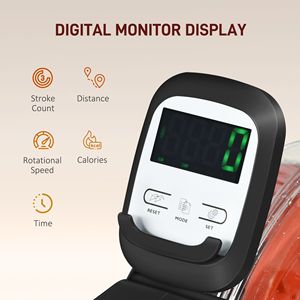 เครื่องพายน้ำแบบพับได้สีแดงสำหรับการฝึกคาร์ดิโอ พร้อมจอ LCD และที่วางแท็บเล็ต มีล้อในตัว - Product Image 6