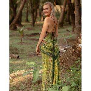 Boho Sequined A-Line Maxi <b>Dress</b> Spaghetti <b>Strap</b> Regular Fit Solid Print Autumn Casual Knitted Natural Waist 100% Polyester - Product Image 2
