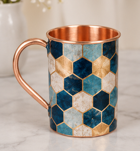 <b>Copper</b> <b>Mug</b> With Purple Hexagon Pattern Bohemian Design Handle Home Drinkware Eco-Friendly Insulated <b>Mugs</b> Geometric Purple <b>mug</b> - Product Image 4