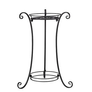 Soporte de metal de 2 niveles para plantas, interior/exterior, negro, hierro, soporte para macetas, estante redondo para exhibir plantas, para el hogar, jardín, balcón - Product Image 1