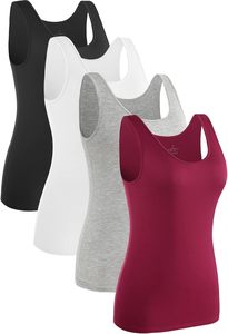 Camiseta sin mangas para mujer, de punto, color liso, cuello redondo, informal, transpirable, de elastano y poliéster, sin mangas, largo regular - Product Image 4