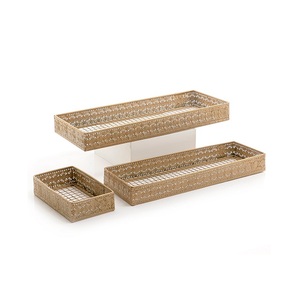 <b>Marvelous</b> Design Metal Gold Color Serving Tray With Different Sizes Rectangular Shape Restaurant Tableware Tray - Product Image 1