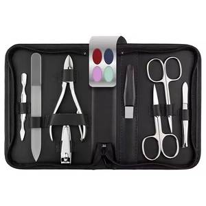 Stainless Steel Nail <b>Kit</b> With Clipper Scissors File Tweezers Portable <b>Manicure</b> Set In Black Bag Classic Style - Product Image 1