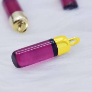 จี้ทรงกระบอกหินแคลเซโดนีสีชมพูร้อนธรรมชาติ หุ้มทอง ประดับอัญมณี งานแฮนด์เมด ของขวัญวันวาเลนไทน์ - Product Image 5