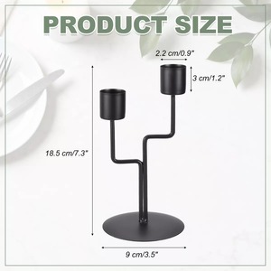 Modern <b>Black</b> Iron <b>Candlestick</b> <b>Holder</b> 7.3inch Durable Home Decoration - Product Image 1
