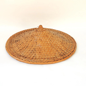 Cesta de pared grande tejida, estilo vintage asiático, de bambú, con forma de sombrero de arroz, decoración de pared boho, proveedor de decoración para galerías. - Product Image 1