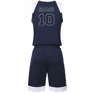 Conjunto de Uniforme de Baloncesto Sublimado Personalizado, Color Azul Marino y Blanco, Cuello en V, Sin Mangas, Absorbe la Humedad, Ajuste Atlético, para Adultos, Nombre del Equipo STATES 10 - Product Image 3