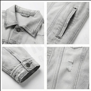 Chaqueta vaquera informal de invierno para hombre de calidad garantizada blanca con logotipo personalizable de tela transpirable y precio bajo - Product Image 4