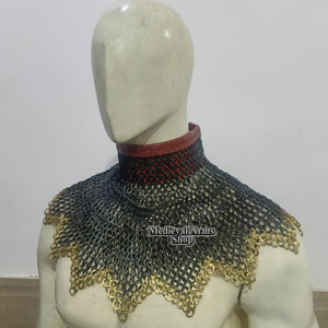 Collar de Malla Metálica Medieval con Anillo de Latón, Diseño Zig-Zag de Acero Suave, Armadura de Caballero, Unisex para Adultos, Reenactamiento Histórico - Product Image 4