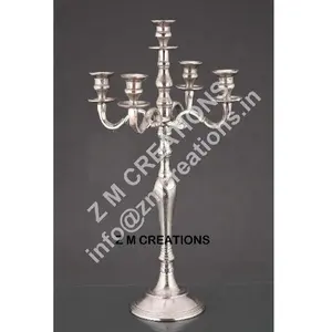 迷人的粗糙银色烛台烛台摆件，用于餐桌装饰蜡烛树枝地板站立银色
