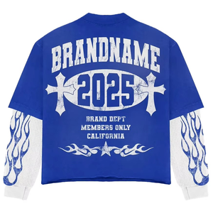 Straight World Long double Sleeve T-<b>Shirt</b> 2025 <b>Flame</b> Print Oversized Streetwear Men's Jersey Cotton O-Neck - Product Image 4